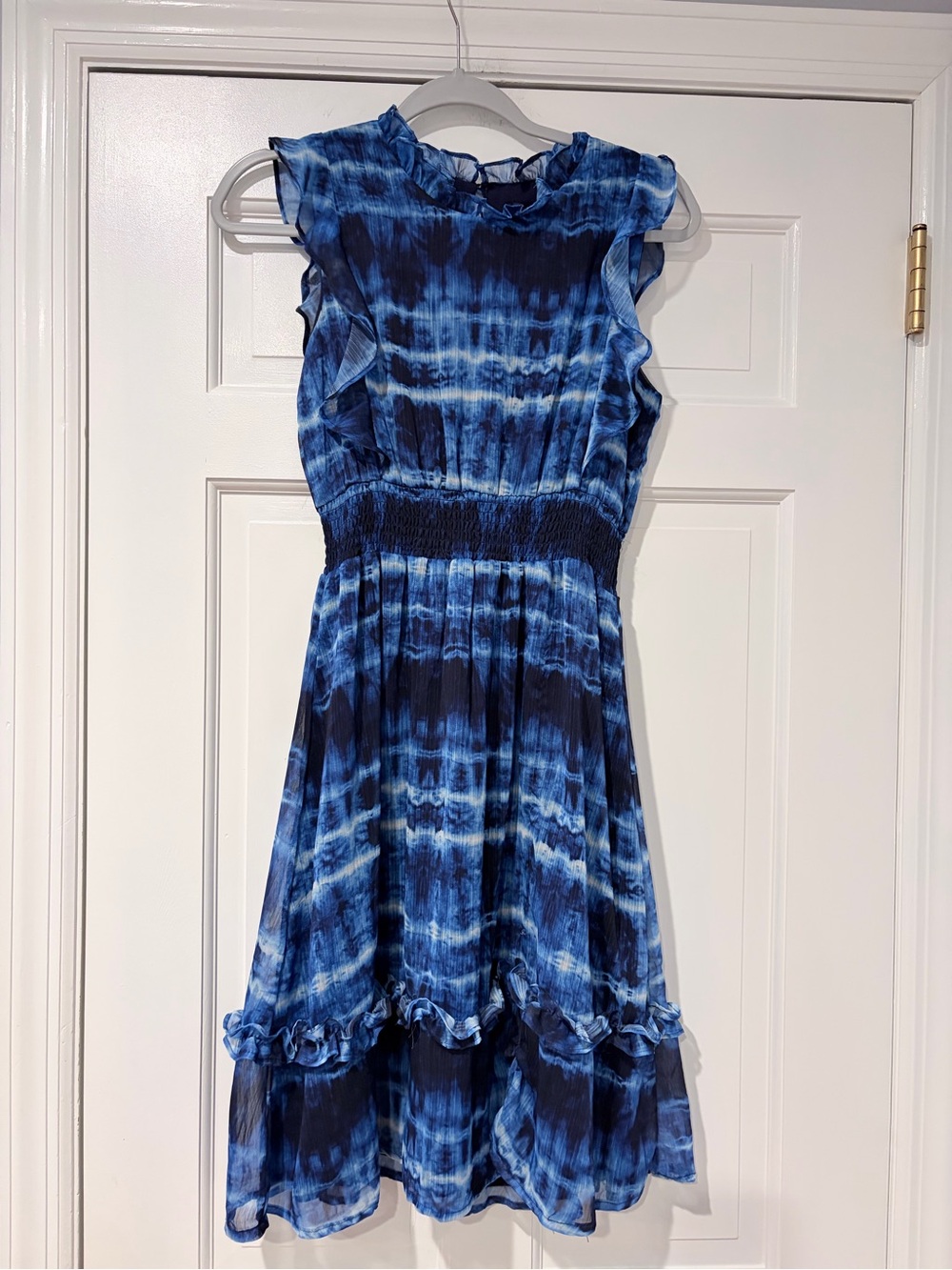 Aqua Girls Blue Navy Tie Dye Ruffle Midi Dress Size XL NWT